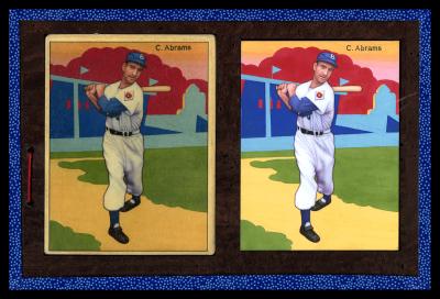 Picture, Helmar Brewing, Helmar This Great Game Card # 147, Cal Abrams, Red sky background, Brooklyn Dodgers